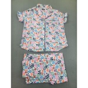 Kate Spade‎ Pajama Set Womens Medium Colorful Floral Short Sleeve Top Pants